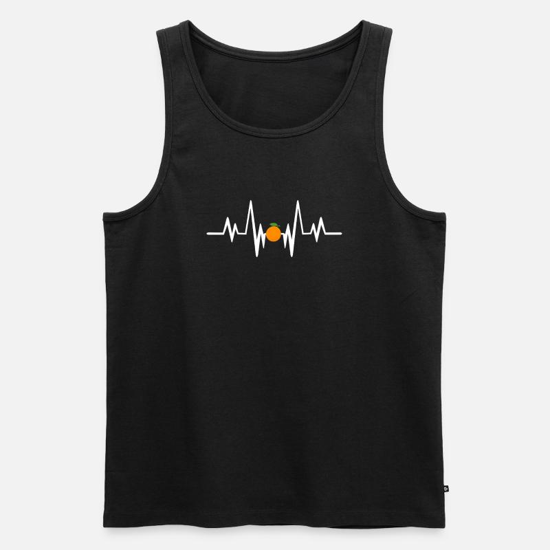 Orange heartbeat - Männer Premium Bio Tank Top - Schwarz