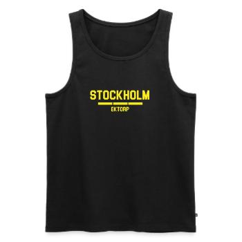 Bannière Ektorp de Stockholm dans un style vintage - Débardeur bio Premium Homme - noir - Devant - Michal (187cm)