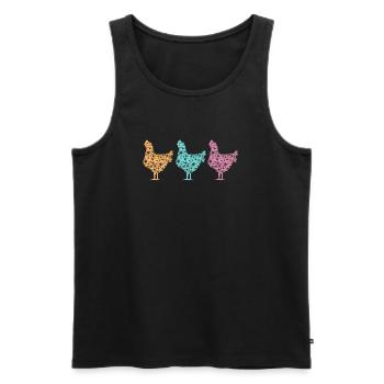 Motif Silhouettes Poulets Pastel - Débardeur bio Premium Homme - noir - Devant - AI Model Male 178 light (178cm)