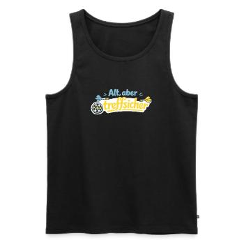 Alt, aber trefflich – Retro Darts - Männer Premium Bio Tank Top - Schwarz - Vorne - AI Model Male 178 light (178cm)