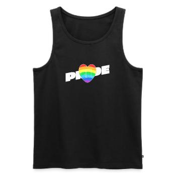 Pride Herz - Regenbogen Design - Männer Premium Bio Tank Top - Schwarz - Vorne - Michal (187cm)