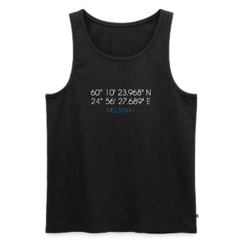 Helsinki Finnland Koordinaten - Männer Premium Bio Tank Top - Schwarz - Vorne - Michal (187cm)