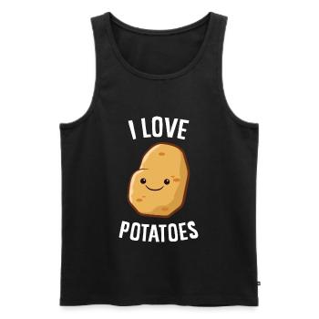 Pomme de terre - J’adore les pommes de terre - Débardeur bio Premium Homme - noir - Devant - Michal (187cm)