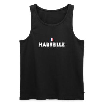 Marseille Frankreich Vintage Distressed Typografie - Männer Premium Bio Tank Top - Schwarz - Vorne - Michal (187cm)