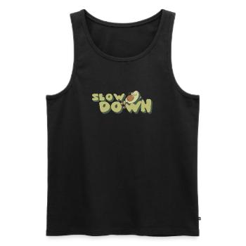 slow down relax avocado retro positive - Männer Premium Bio Tank Top - Schwarz - Vorne - Michal (187cm)