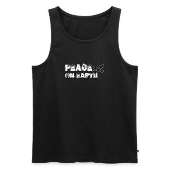 Paix sur Terre | avec Bird - Débardeur bio Premium Homme - noir - Devant - AI Model Male 178 light (178cm)