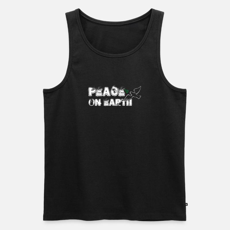 Peace on Earth | with Bird - Männer Premium Bio Tank Top - Schwarz