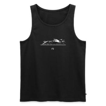 Silhouette de voiture de course F1 sur fond noir - Débardeur bio Premium Homme - noir - Devant - AI Model Male 178 light (178cm)