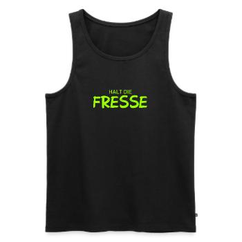 Halt die Fresse - Cooler Spruch - Männer Premium Bio Tank Top - Schwarz - Vorne - Michal (187cm)