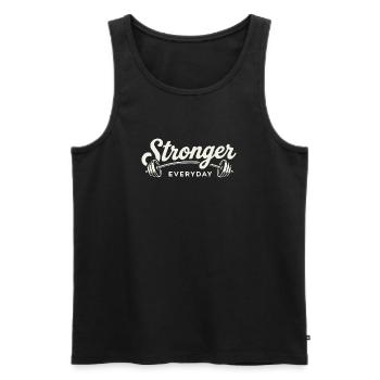 Stronger Everyday Barbell Gym Workout Retro - Men's Premium Organic Tank Top - black - Front - AI Model Male 178 light (178cm)