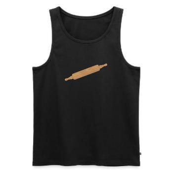 Rouleau à pâte - Rouleau à pâtisserie en bois - Débardeur bio Premium Homme - noir - Devant - AI Model Male 178 light (178cm)