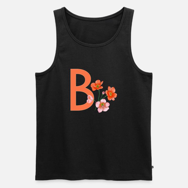 B mit Blumen - Männer Premium Bio Tank Top - Schwarz