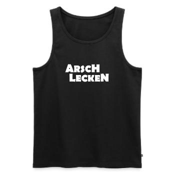 ARSCH LECKEN - Männer Premium Bio Tank Top - Schwarz - Vorne - AI Model Male 178 light (178cm)