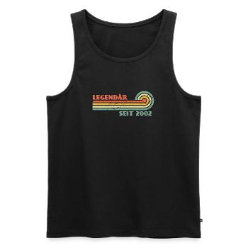 Legendär seit 2002 Retro Regenbogen - Männer Premium Bio Tank Top - Schwarz - Vorne - AI Model Male 178 light (178cm)