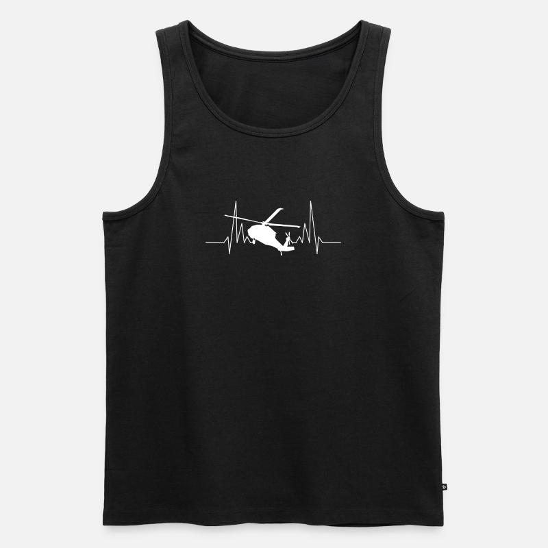 Helikopter Herzschlag Hubschrauber - Männer Premium Bio Tank Top - Schwarz