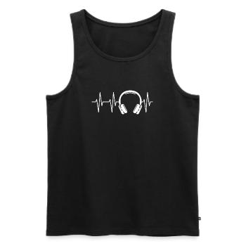 symbol herzschlag kopfhörer Puls Ekg Musik icon - Männer Premium Bio Tank Top - Schwarz - Vorne - Michal (187cm)