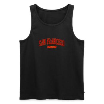 San Francisco Vintage Uni Schriftzug - Männer Premium Bio Tank Top - Schwarz - Vorne - AI Model Male 178 light (178cm)