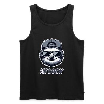 Auf Lock Faultier Jugendwort chill kein Stress - Männer Premium Bio Tank Top - Schwarz - Vorne - Michal (187cm)