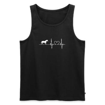 Herzschlag mit Pferd Motive - Männer Premium Bio Tank Top - Schwarz - Vorne - Michal (187cm)