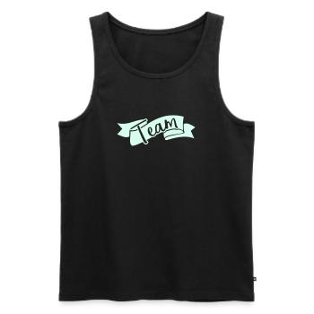 Team Ribbon Schriftzug - Männer Premium Bio Tank Top - Schwarz - Vorne - Michal (187cm)