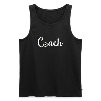 Coach Football Font Logo - Men's Premium Organic Tank Top - black - Front - Michal (187cm)