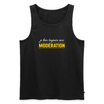Je Bois Toujours Avec MODÉRATION - Débardeur bio Premium Homme - noir - Devant - Michal (187cm)