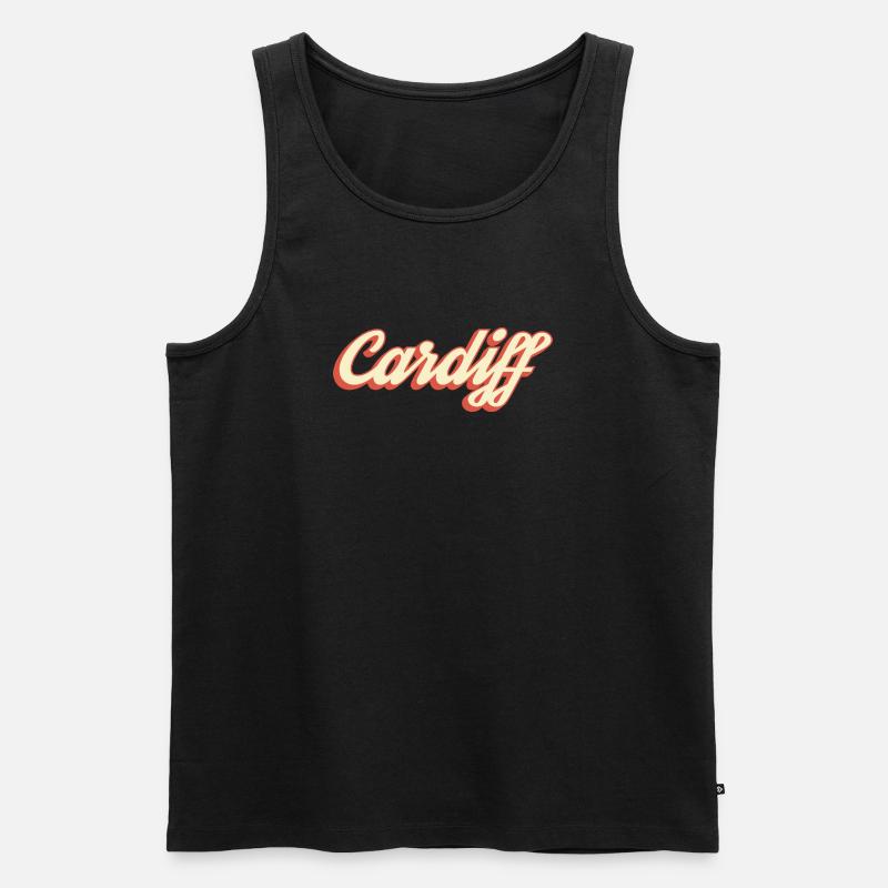 Cardiff Retro Script Logo - Männer Premium Bio Tank Top - Schwarz