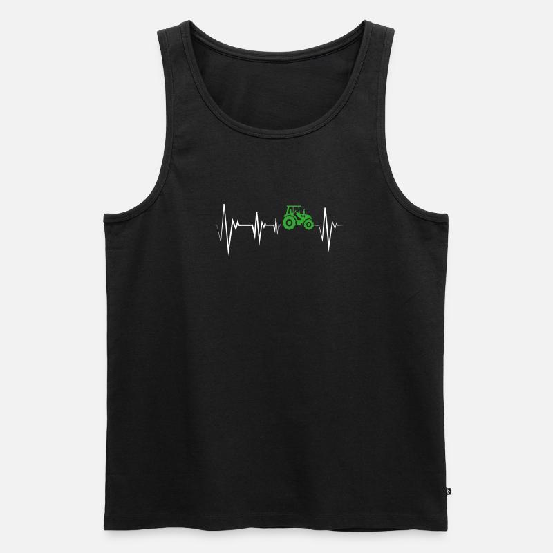 Herzschlag Traktor Bauer - Männer Premium Bio Tank Top - Schwarz