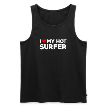 I Love My Hot Surfer Husband Wife Boyfriend - Men's Premium Organic Tank Top - black - Front - Michal (187cm)