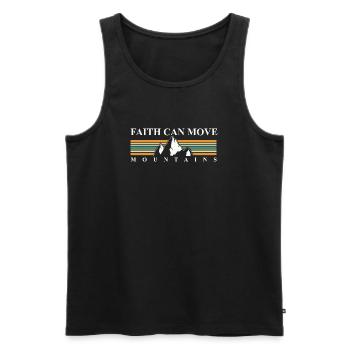 Glaube bewegt Berge – Retro Berglandschaft - Männer Premium Bio Tank Top - Schwarz - Vorne - AI Model Male 178 light (178cm)