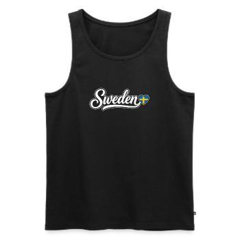 Sweden Script with Flag Heart Fan Patriotic - Men's Premium Organic Tank Top - black - Front - AI Model Male 178 light (178cm)