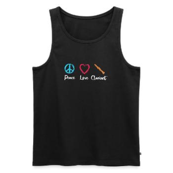 Peace Love Clarinet - Men's Premium Organic Tank Top - black - Front - Michal (187cm)
