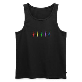 Herzschlag-Impuls-T-Shirt des homosexuellen Stolz-LGBT - Männer Premium Bio Tank Top - Schwarz - Vorne - Michal (187cm)