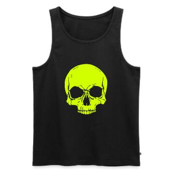 Totenkopf neongelb - Männer Premium Bio Tank Top - Schwarz - Vorne - Michal (187cm)