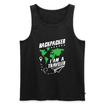 I Am A Traveler - Männer Premium Bio Tank Top - Schwarz - Vorne - AI Model Male 178 light (178cm)