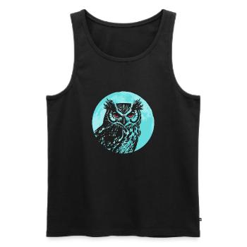 Süße Eule, Mond, Natur, Wildtiere, Waldtiere - Männer Premium Bio Tank Top - Schwarz - Vorne - Michal (187cm)