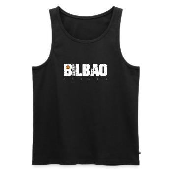 Big Bad Distressed Typography with Spain Flag - Men's Premium Organic Tank Top - black - Front - AI Model Male 178 light (178cm)