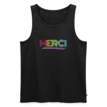 MERCI - A thank you - Men's Premium Organic Tank Top - black - Front - AI Model Male 178 light (178cm)