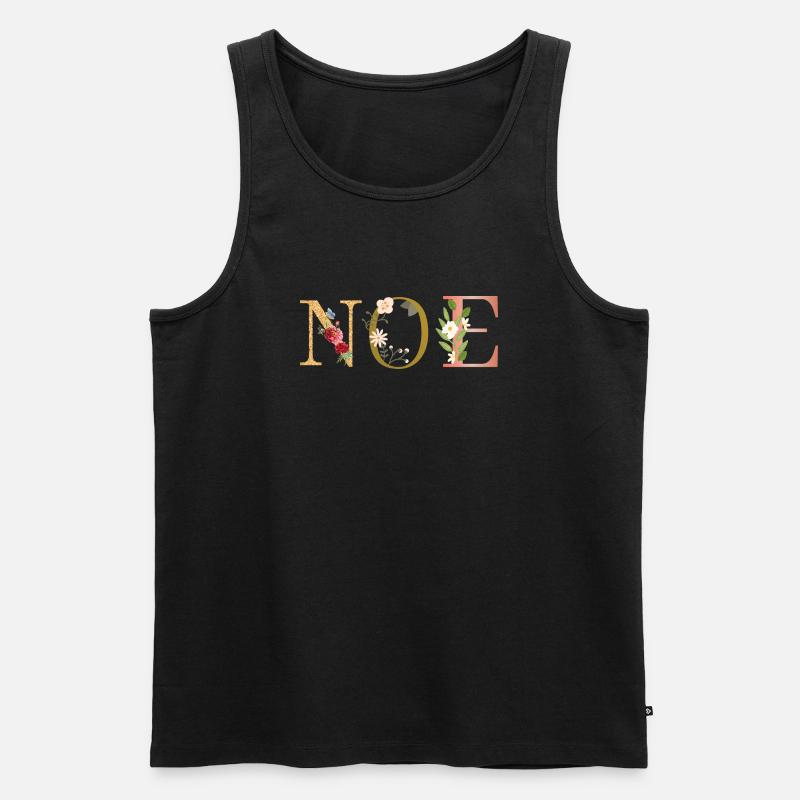 NOE Name Art avec des fleurs brodées - Débardeur bio Premium Homme - noir