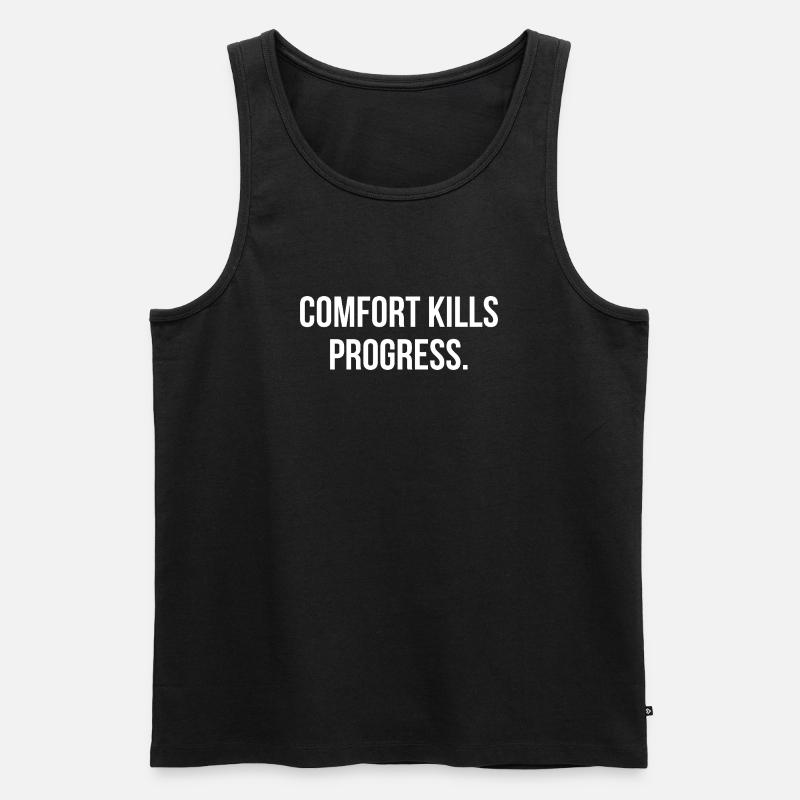 COMFORT KILLS PROGRESS. | Greyline Official - Männer Premium Bio Tank Top - Schwarz