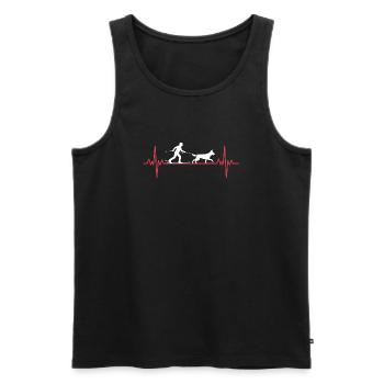 Dog & Ski Heartbeat : Aventure hivernale Skijoring - Débardeur bio Premium Homme - noir - Devant - Michal (187cm)