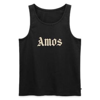 Amos Gothic Schriftzug - Männer Premium Bio Tank Top - Schwarz - Vorne - AI Model Male 178 light (178cm)