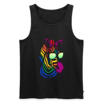 Cooles Buntes Zebra Mit Sonnenbrille Safari Bunt A - Männer Premium Bio Tank Top - Schwarz - Vorne - AI Model Male 178 light (178cm)