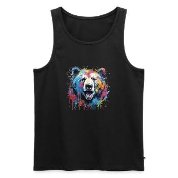 Stylish Bear Gift Grizzly Bear Brown Bear - Men's Premium Organic Tank Top - black - Front - Michal (187cm)