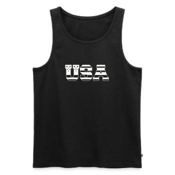 USA Bloc Police Rétro Patriotique - Débardeur bio Premium Homme - noir - Devant - AI Model Male 178 light (178cm)