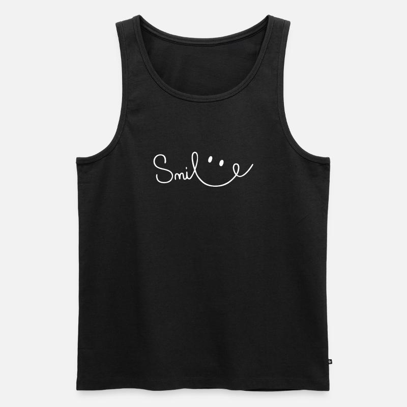 Smile Sourire Script Brush - Männer Premium Bio Tank Top - Schwarz