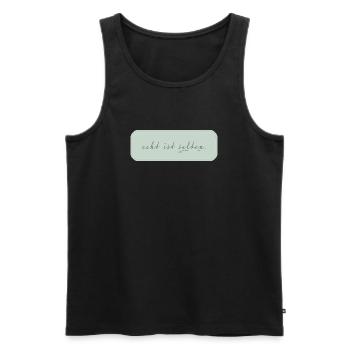 real is rare – minimalist typography - Men's Premium Organic Tank Top - black - Front - Michal (187cm)