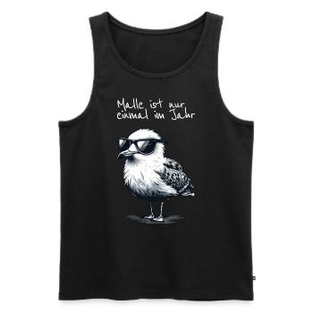 Malle's Only Once a Year Mallorca Seagull Shirt - Men's Premium Organic Tank Top - black - Front - AI Model Male 178 light (178cm)
