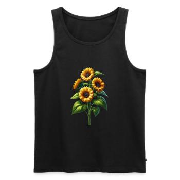 Sonnenblume Blumenranke Blume floral Blüte blumig - Männer Premium Bio Tank Top - Schwarz - Vorne - AI Model Male 178 light (178cm)