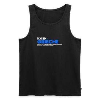Je suis grec – Toujours la bonne chemise - Débardeur bio Premium Homme - noir - Devant - AI Model Male 178 light (178cm)